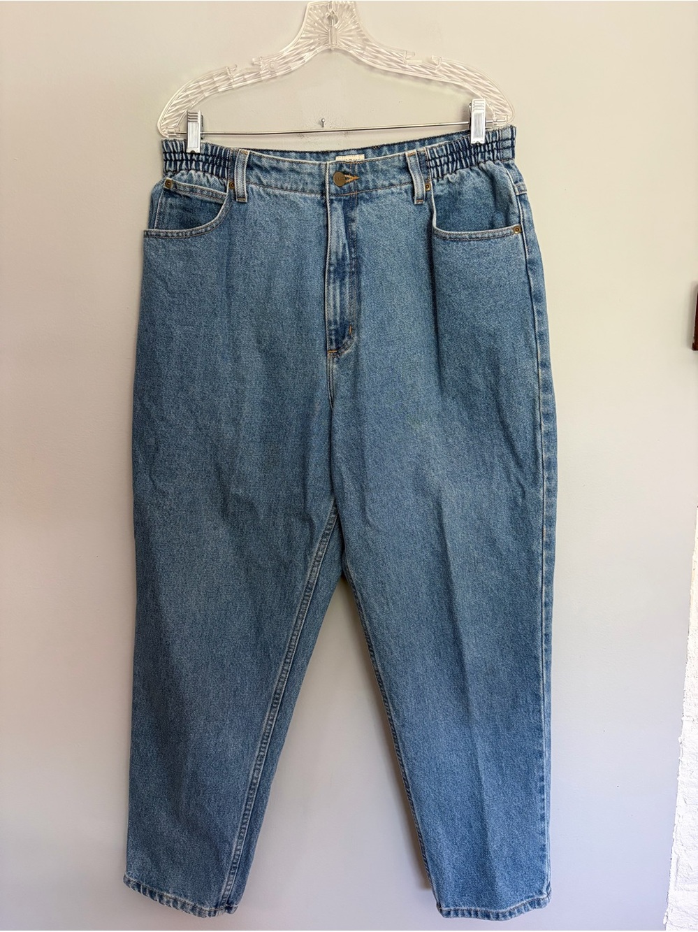 LL Bean Original Fit Relaxed Jeans Womens 16 Petite Blue 100% Cotton High Rise
